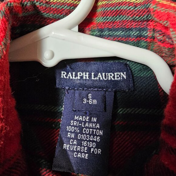 Ralph Lauren Plaid Flannel Long-Sleeve Romper – 3–6 Months - Picture 2 of 2